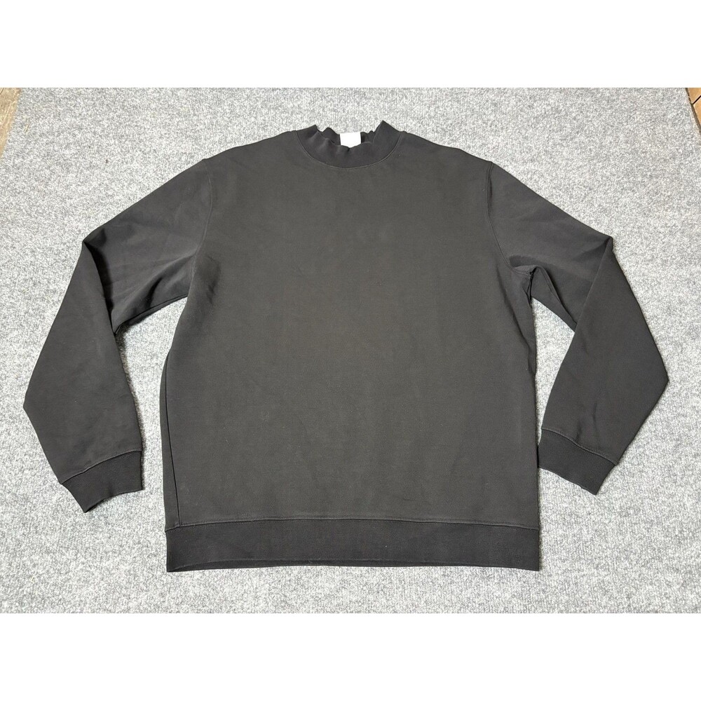 Zara Sweatshirt Mens L Black Mock Neck Long Sleeve Knit Pullover Casual